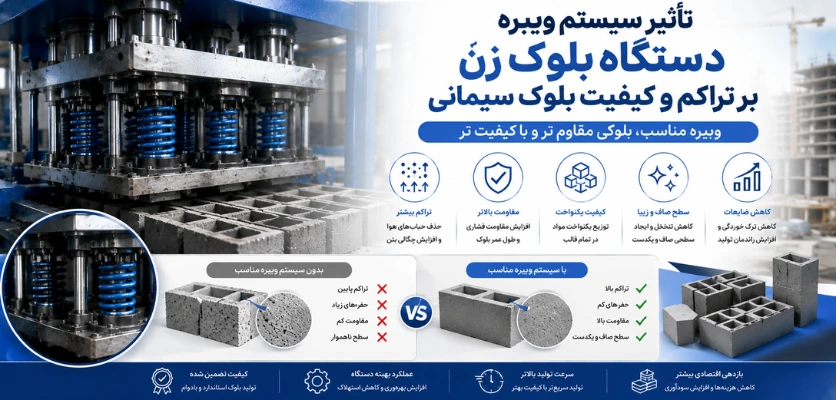 تأثیر سیستم ویبره بر تراکم و کیفیت بلوک سیمانی - سیستم ویبره دستگاه بلوک زن