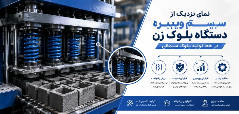 نمای نزدیک - سیستم ویبره دستگاه بلوک زن