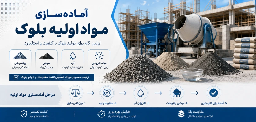 آمادهسازی مواد اولیه بلوک - آموزش دستگاه بلوک زنی دستی