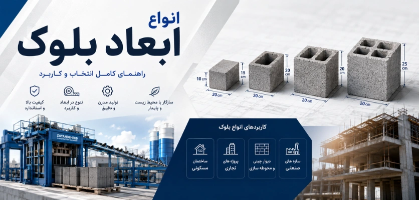 انواع ابعاد بلوک سیمانی - ابعاد بلوک سیمانی