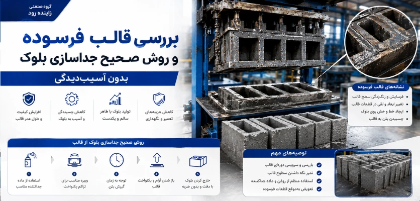 بررسی قالب فرسوده - علت چسبیدن بلوک به قالب 