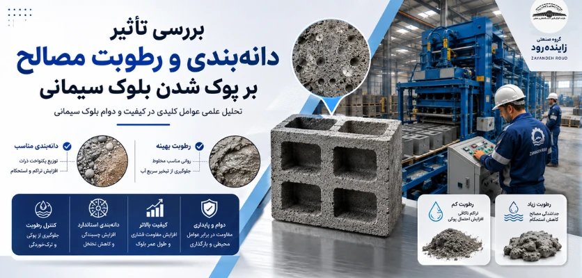 برسی تاثیر دانه بندی و رطوبت - پوک شدن بلوک سیمانی