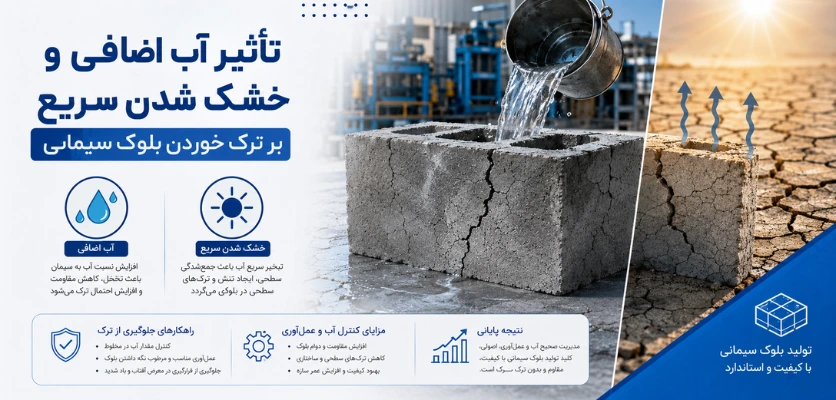تأثیر آب اضافی - ترک خوردن بلوک سیمانی