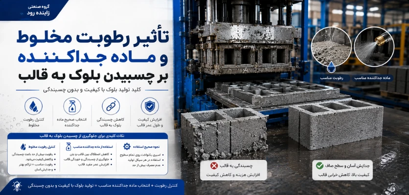 تأثیر رطوبت مخلوط و ماده جداکننده - علت چسبیدن بلوک به قالب