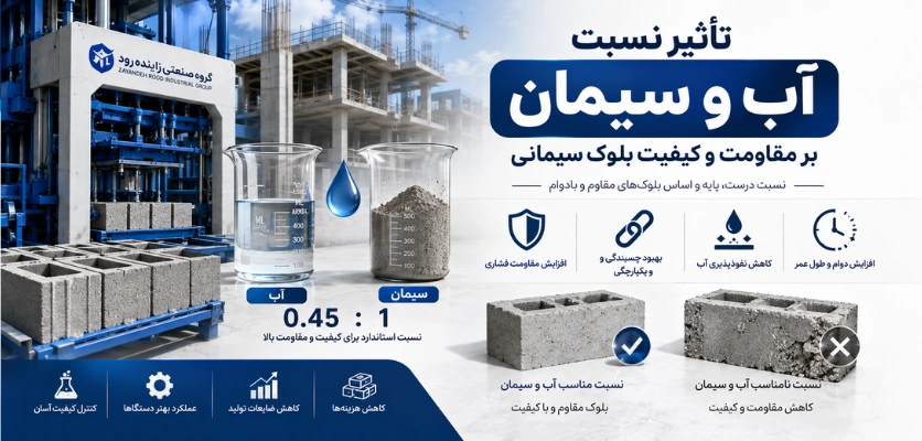 تأثیر نسبت آب و سیمان بر مقاومت و کیفیت بلوک سیمانی - استحکام بلوک سیمانی