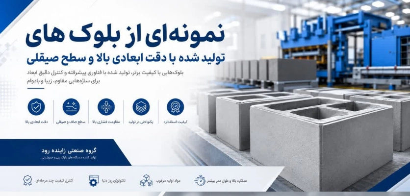 نمونه‌ای از بلوک‌های تولید شده با دقت ابعادی بالا و سطح صیقلی - قالب گیری صحیح در بلوک زنی