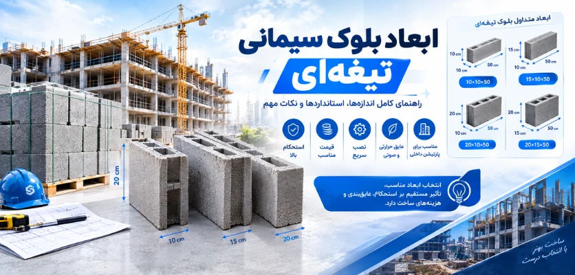 ابعاد بلوک سیمانی تیغهای - بلوک سیمانی تیغهای
