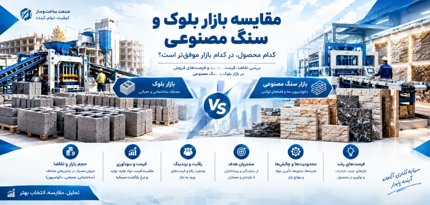 مقایسه بازار بلوک و سنگ مصنوعی - بلوک زنی یا تولید سنگ مصنوعی