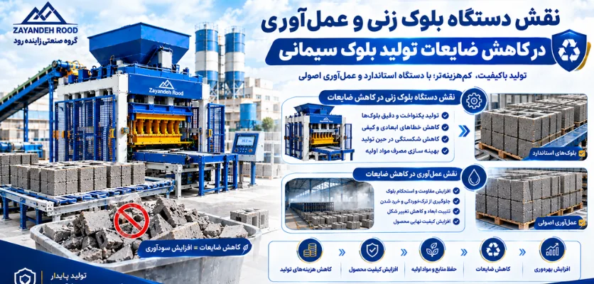 نقش دستگاه بلوک زنی و عمل آوری در کاهش ضایعات تولید بلوک سیمانی - مصرف سیمان برای تولید بلوک