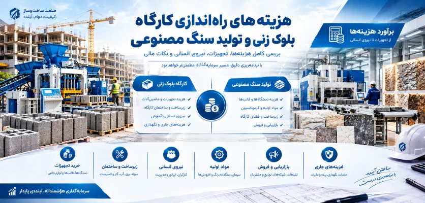 هزینه راه اندازی دو کارگاه - بلوک زنی یا تولید سنگ مصنوعی